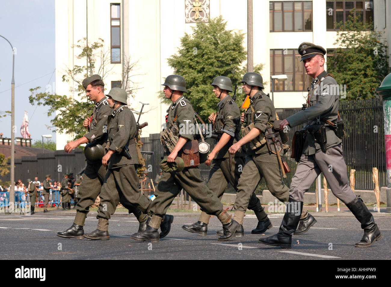 Historical reenactment of Warsaw Uprising in 1944 during II World War. German troop. Stock Photo