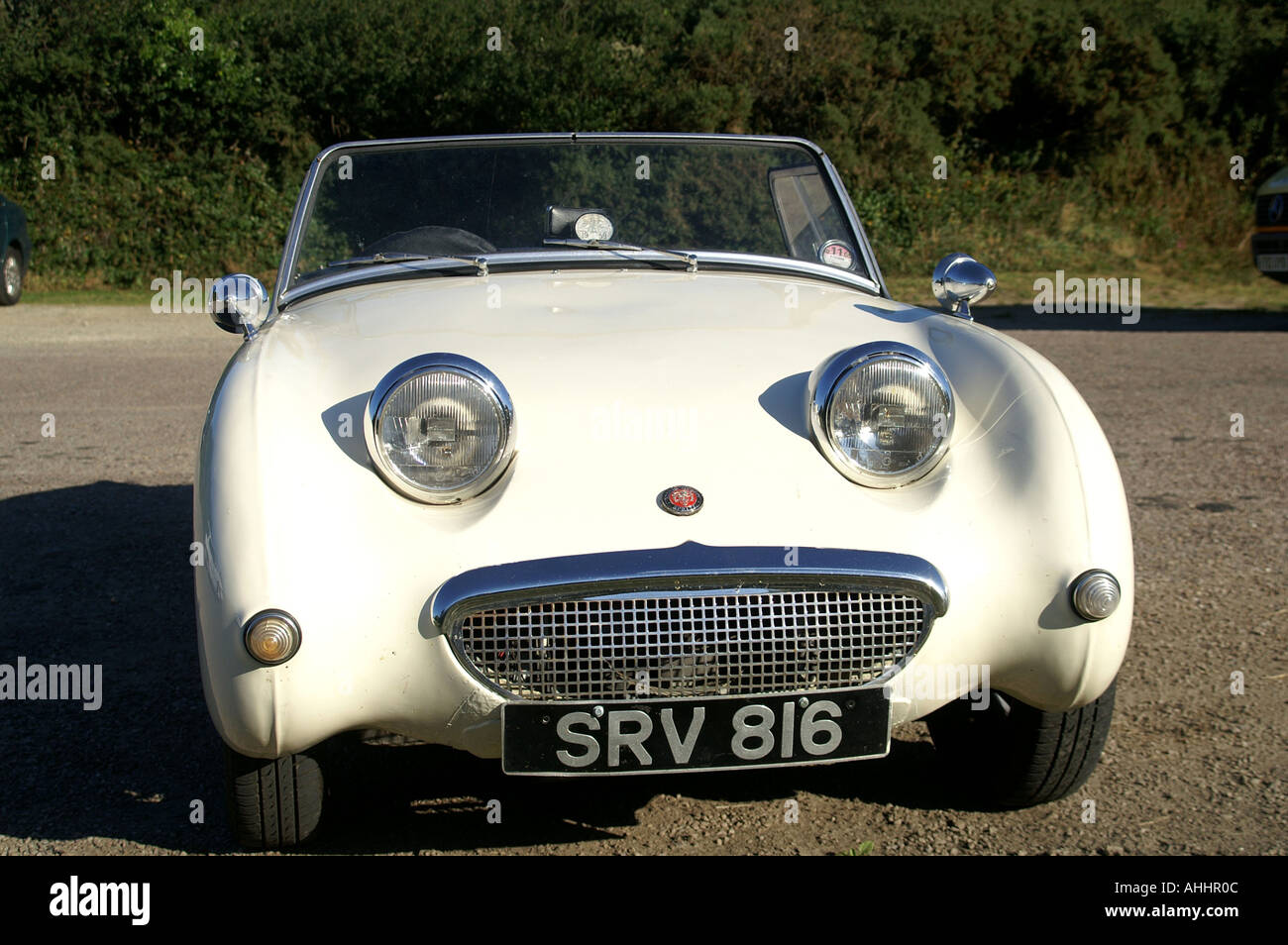 Front view of Austin Healey Sprite classic sports car the Frogeye Stock Photo