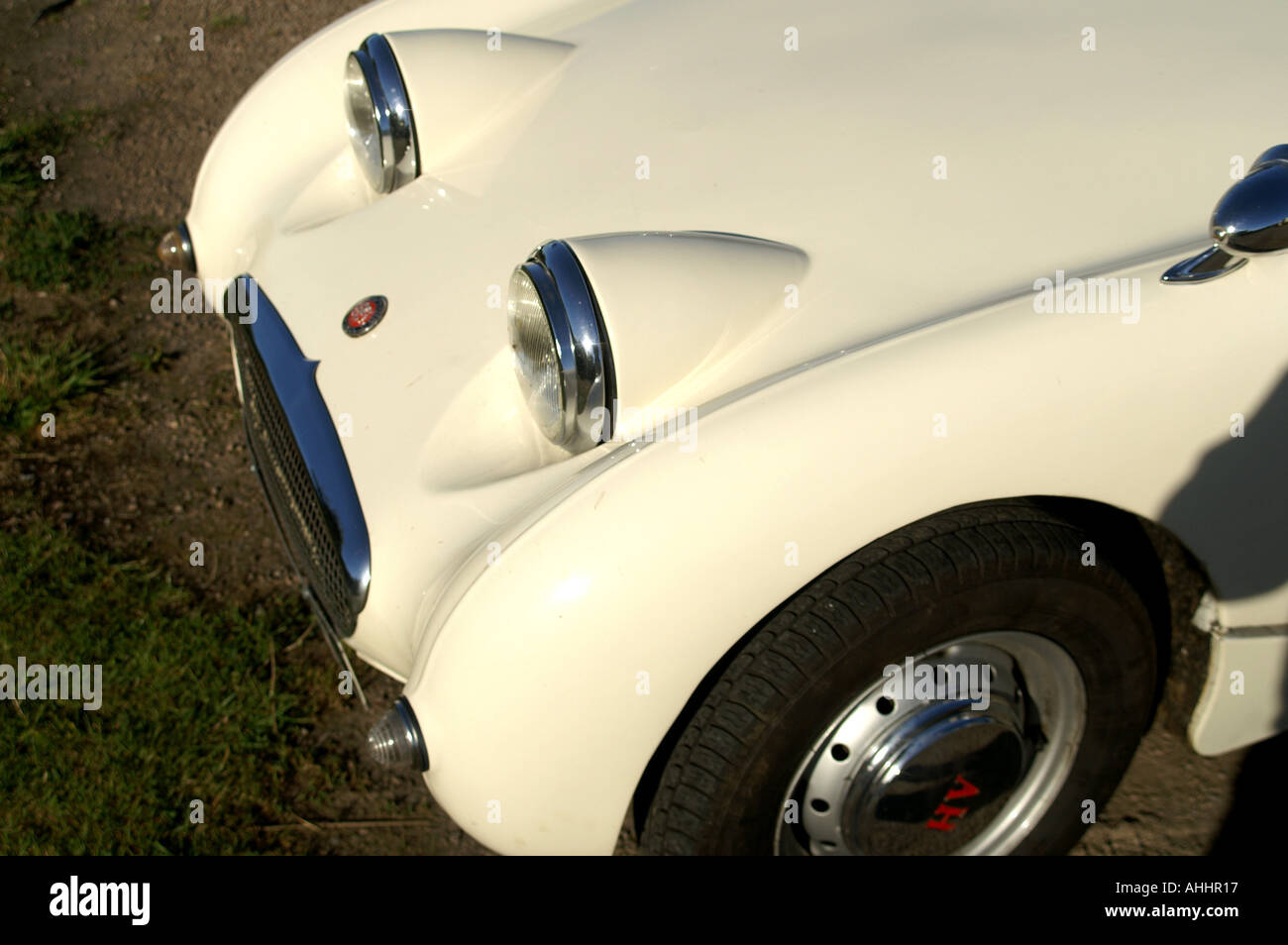 Front quarter view of Austin Healey Sprite classic sports car the Frogeye Stock Photo
