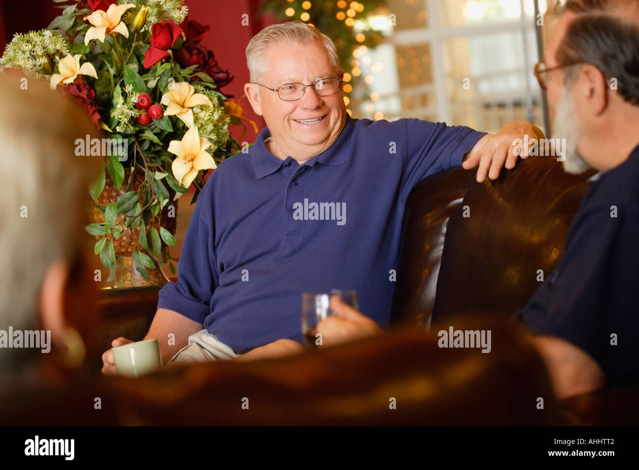 Senior men conversing Stock Photo