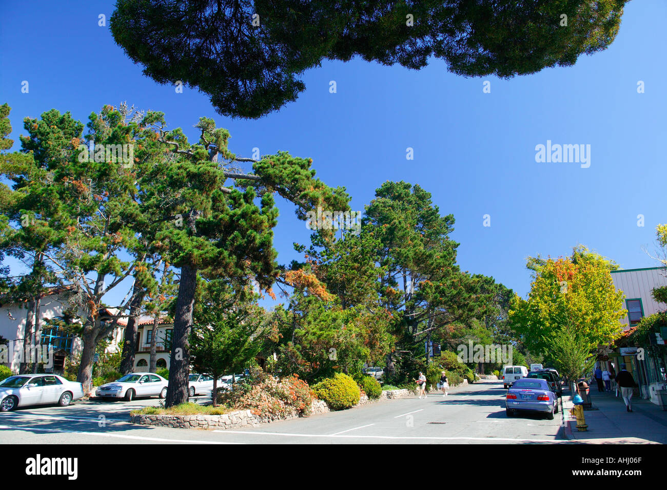 Shops in the downtown area of Carmel By The Sea California Stock Photo