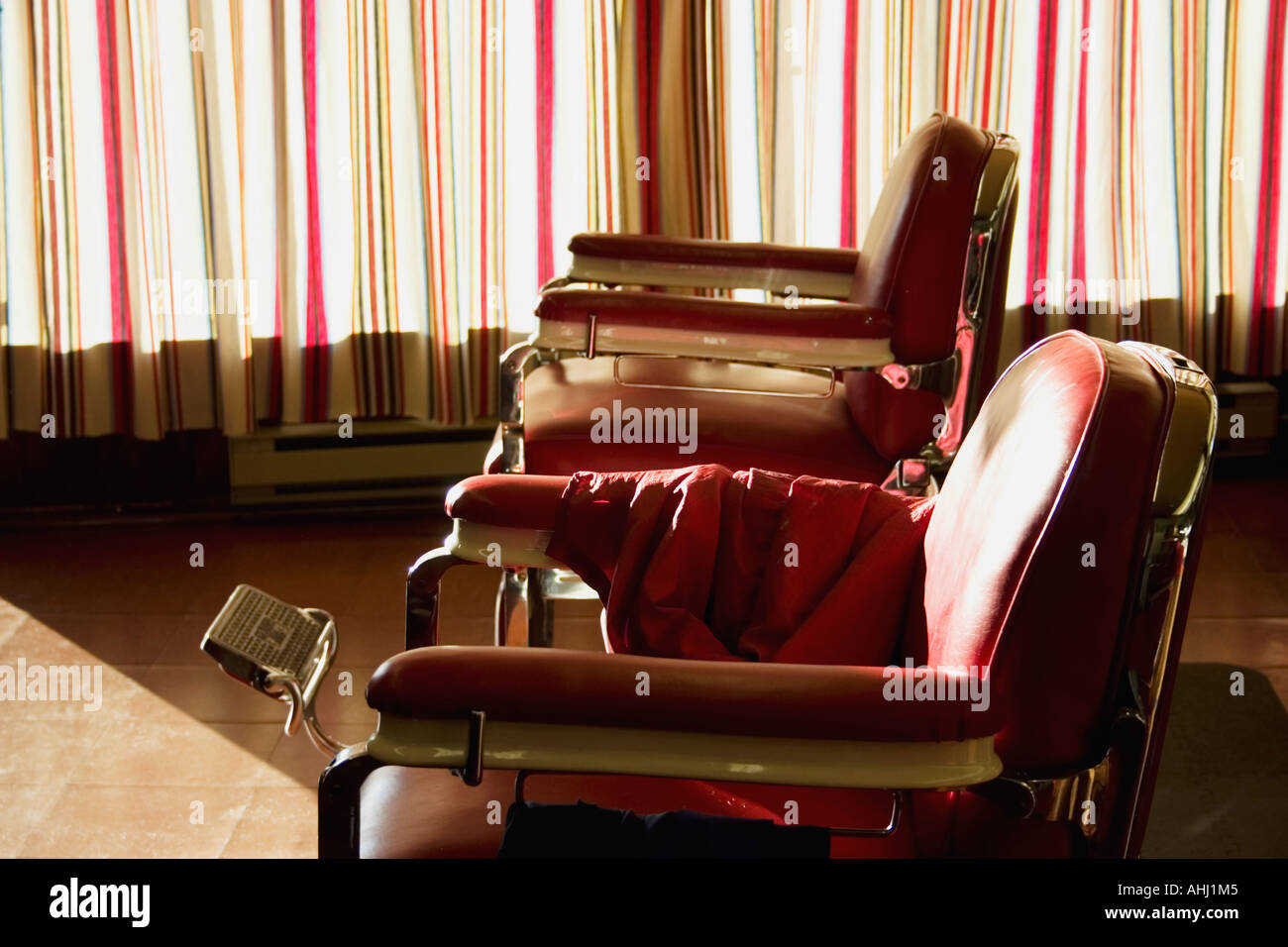 Barber shop chairs Stock Photo
