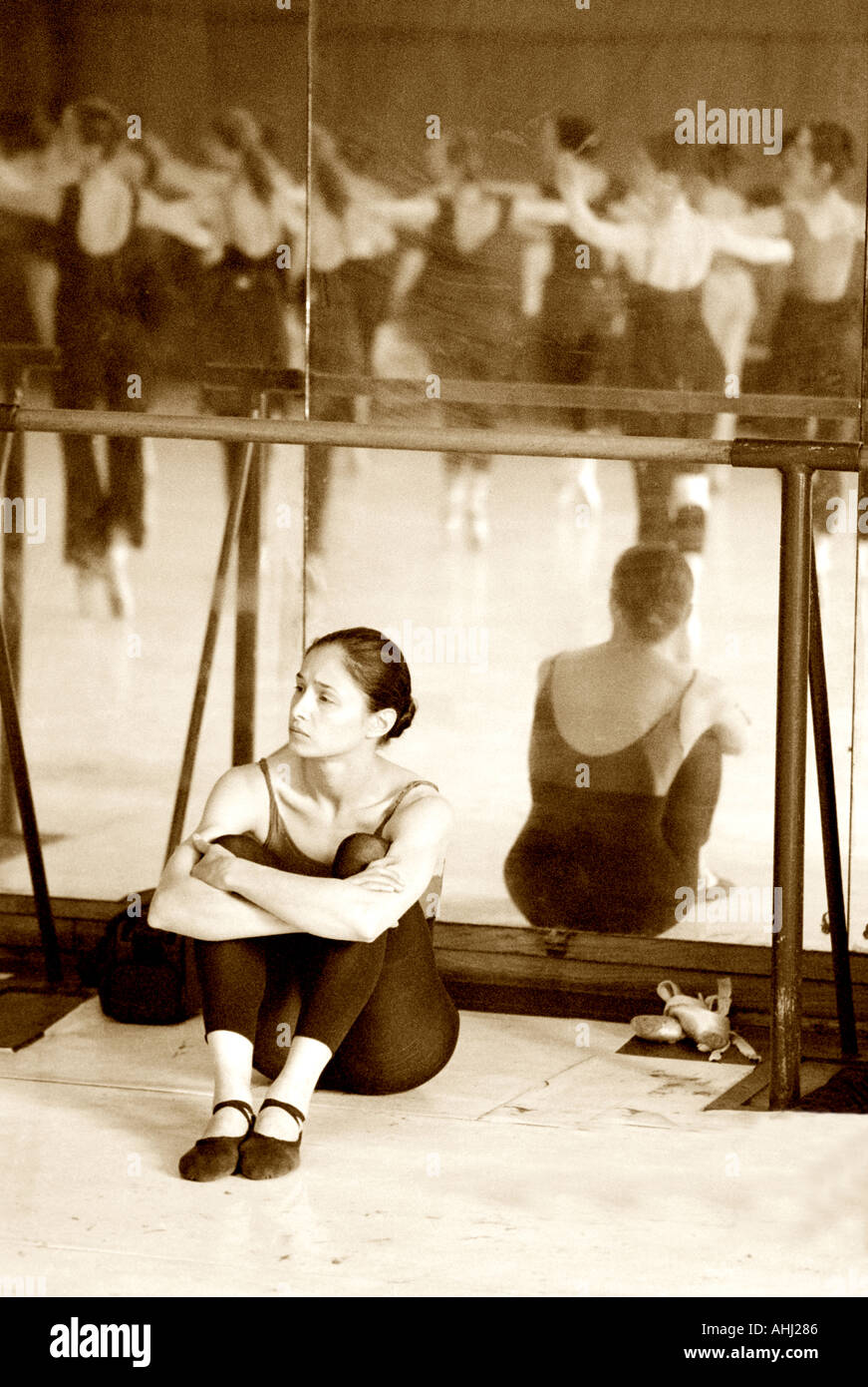 Ballerina rehearsal ballet dancer stage performance Stock Photo