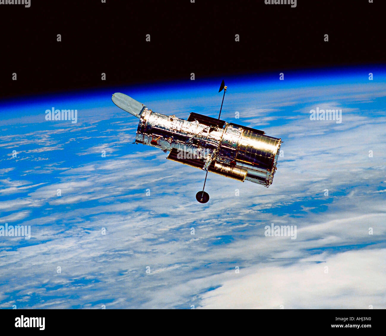 Hubble space telescope in orbit Stock Photo