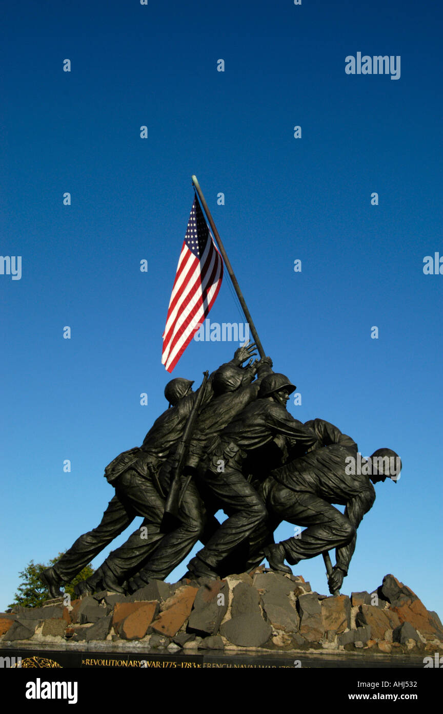 The Marine Corps War Memorial known as the Iwo Jima Statue Washington DC, USA Stock Photo