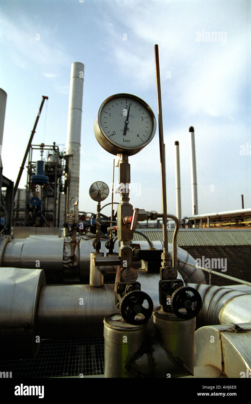 Pressure gauge in factory England Britain UK Stock Photo