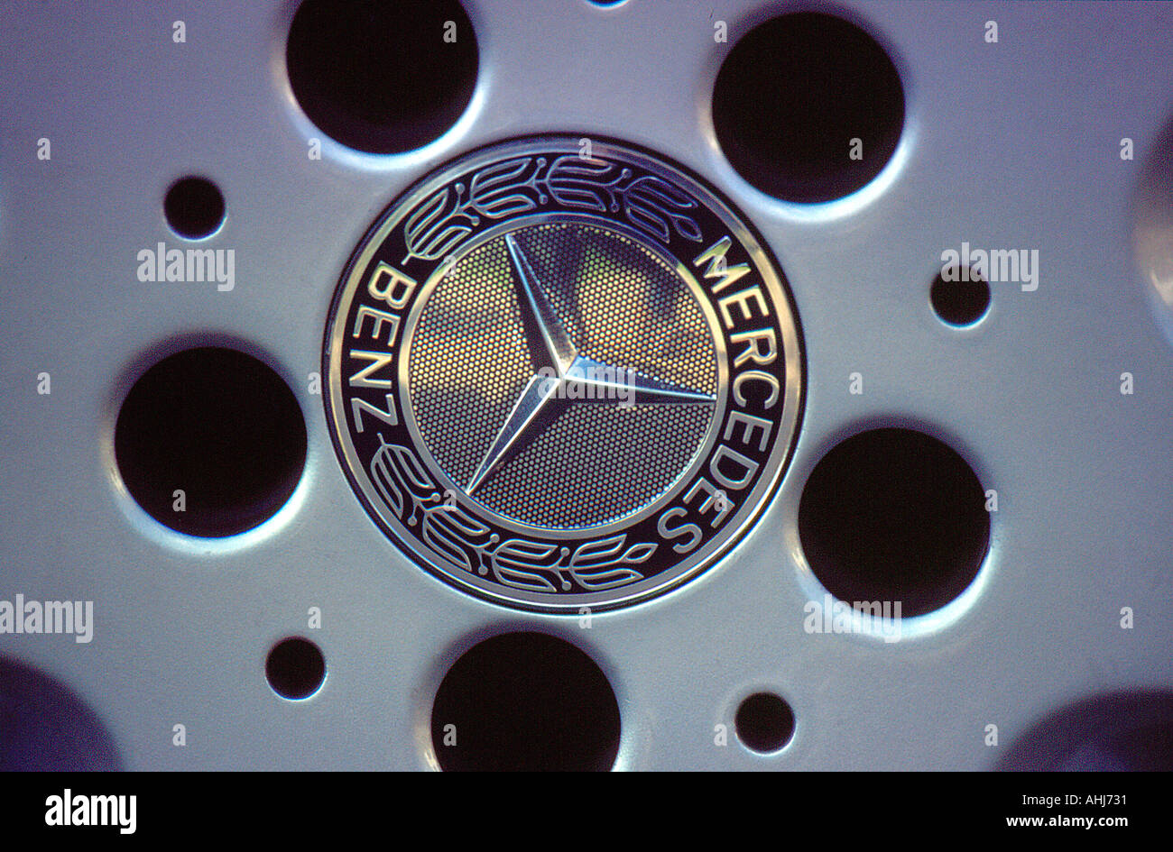 rim and logo of a Mercedes Benz Germany Europe. Photo by Willy Matheisl Stock Photo