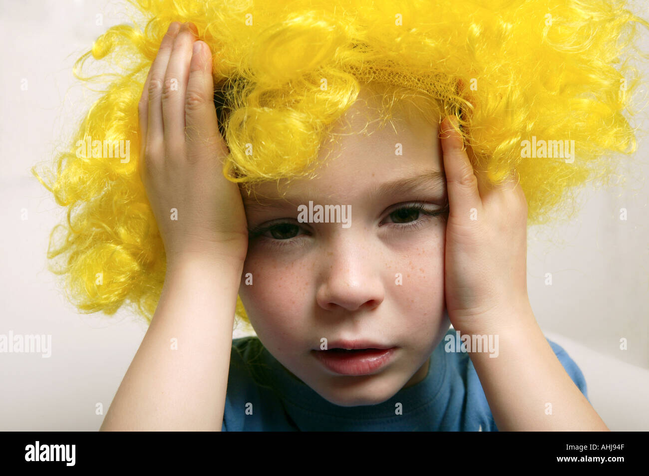 kid young male three four five six years old 3 4 5 6 close up cropped blue young boy child 4 5 6 years old wearing dressing up  Stock Photo