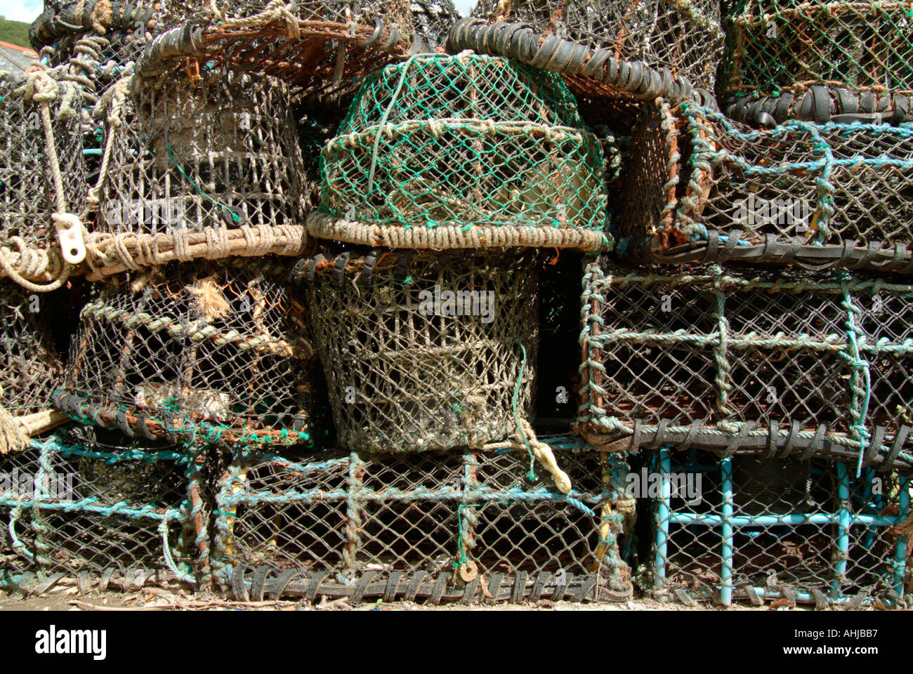 lobster pots in Cornwall Stock Photo Alamy