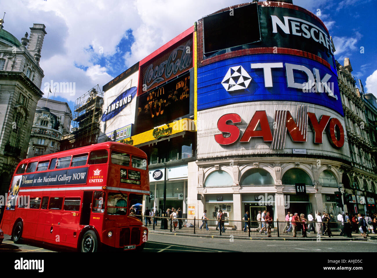 London UK World famous neon advertising billboards at Picadilly Stock