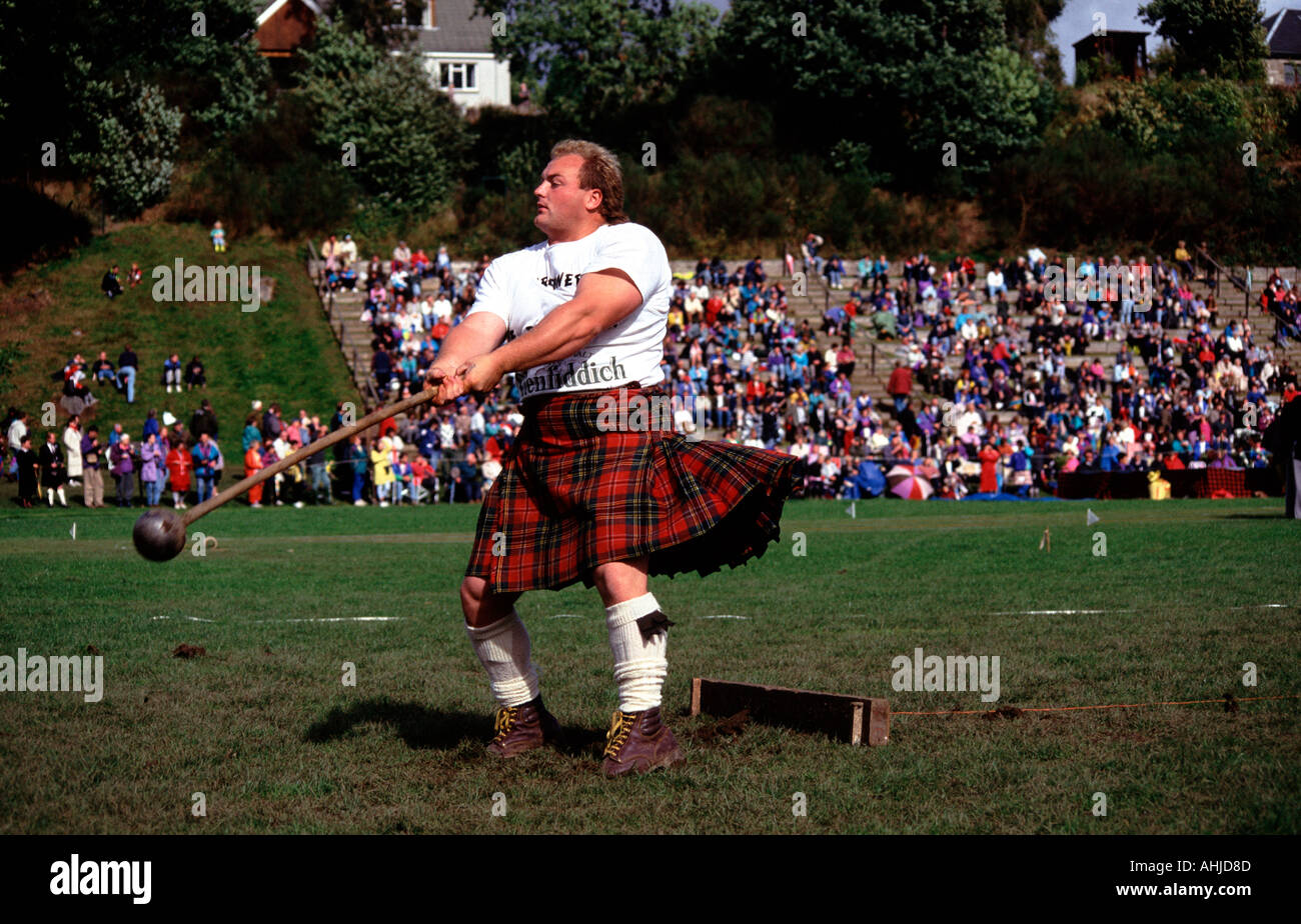 UK Scotland Highland Games Throwing the Hammer Stock Photo Alamy