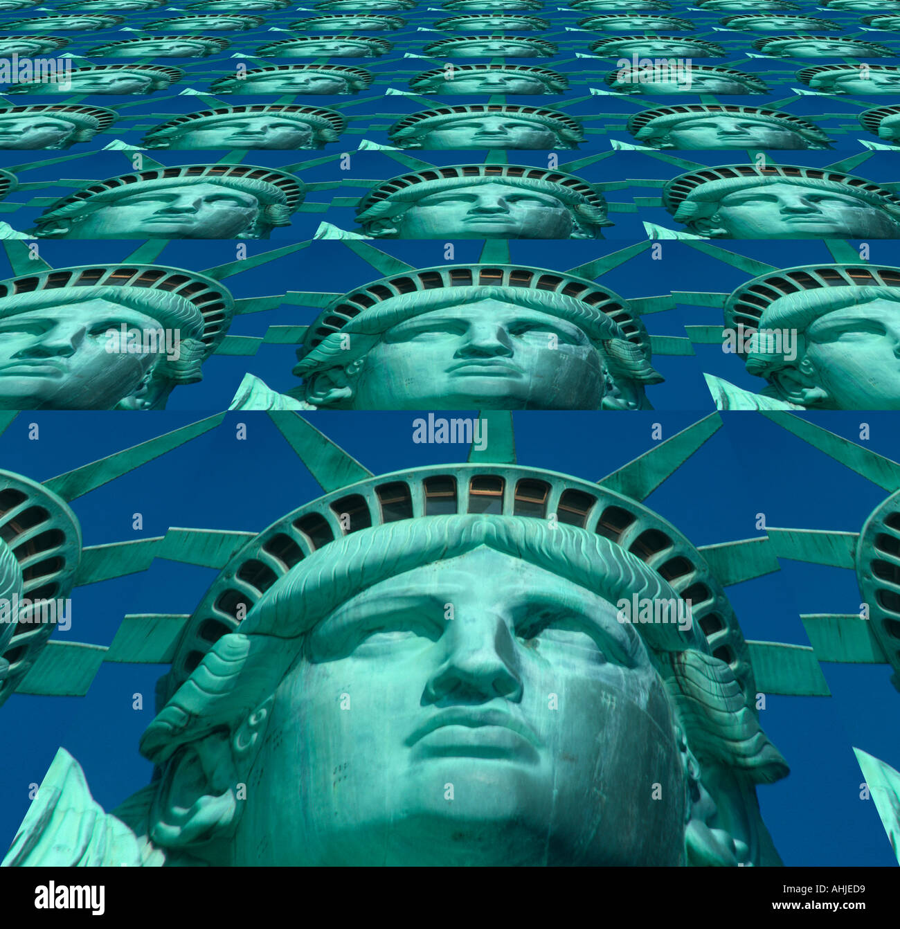 tiled image of Statue of Liberty head Stock Photo Alamy