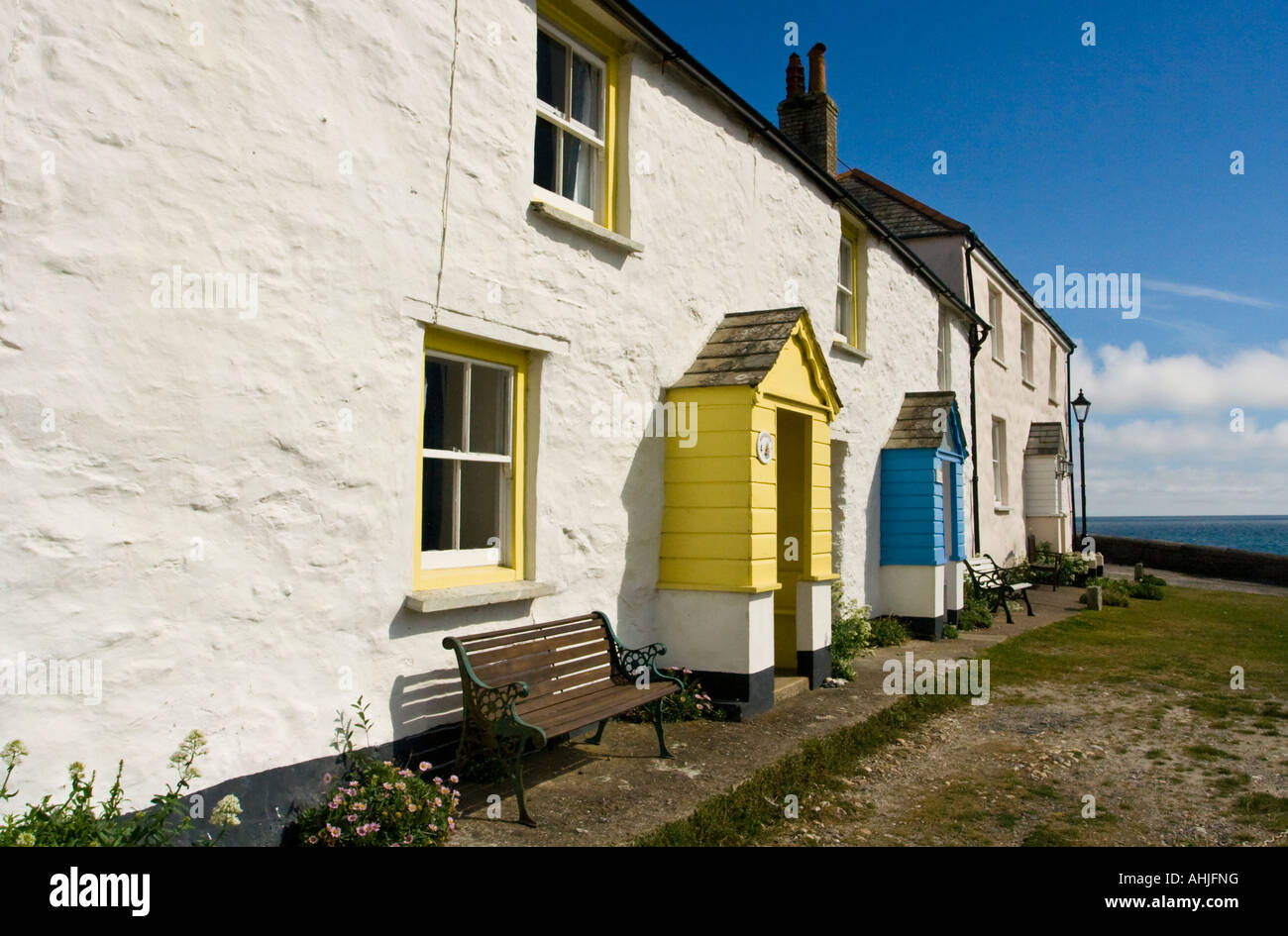 Row of cottages at Charlestown Cornwall UK Stock Photo Alamy
