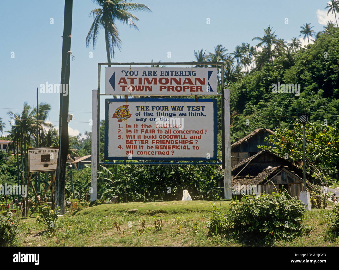 Atimonan Town Welcome sign, Quezon Province, Philippines. Stock Photo