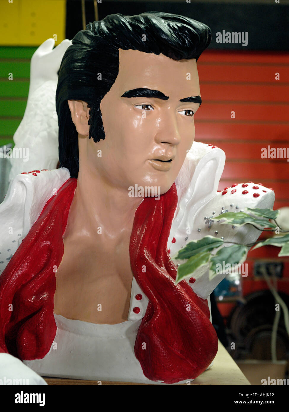 Plaster bust of Elvis Presley found in a flea market Stock Photo