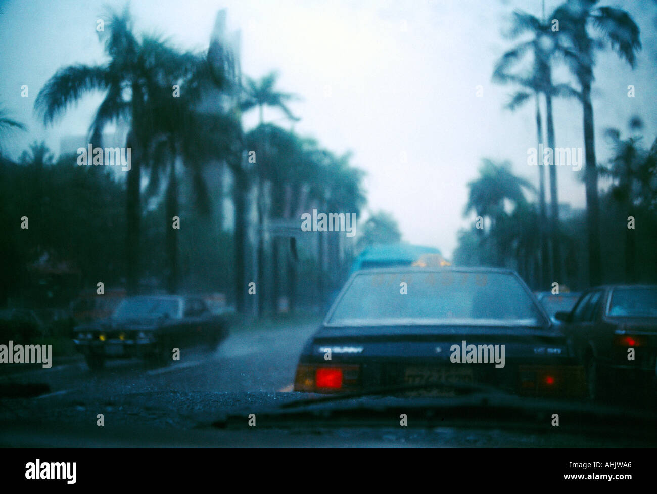 Taiwan Traffic In Heavy Rain Stock Photo