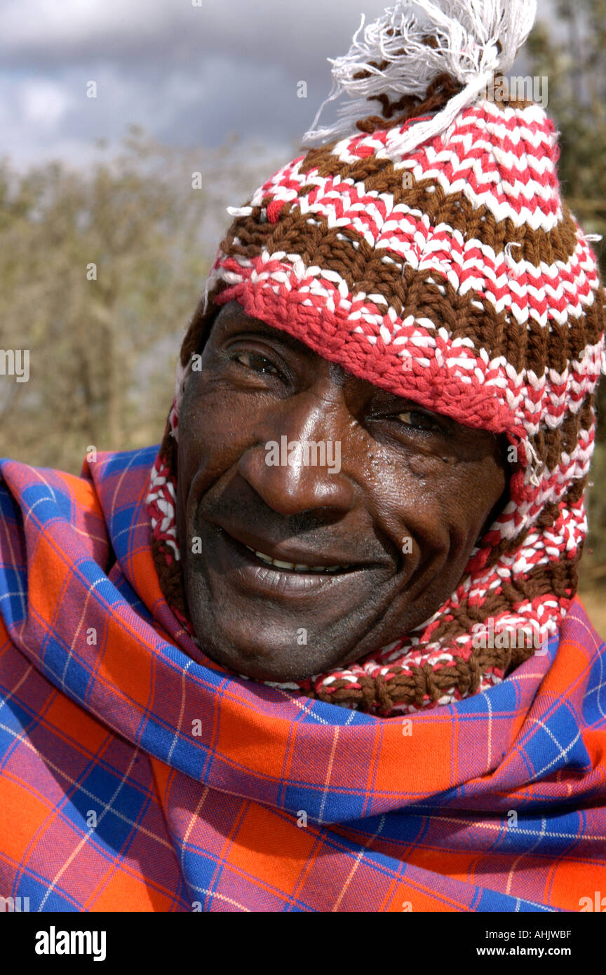 The Maasai old man  Africa African tribe Kenya Tanzania Stock Photo