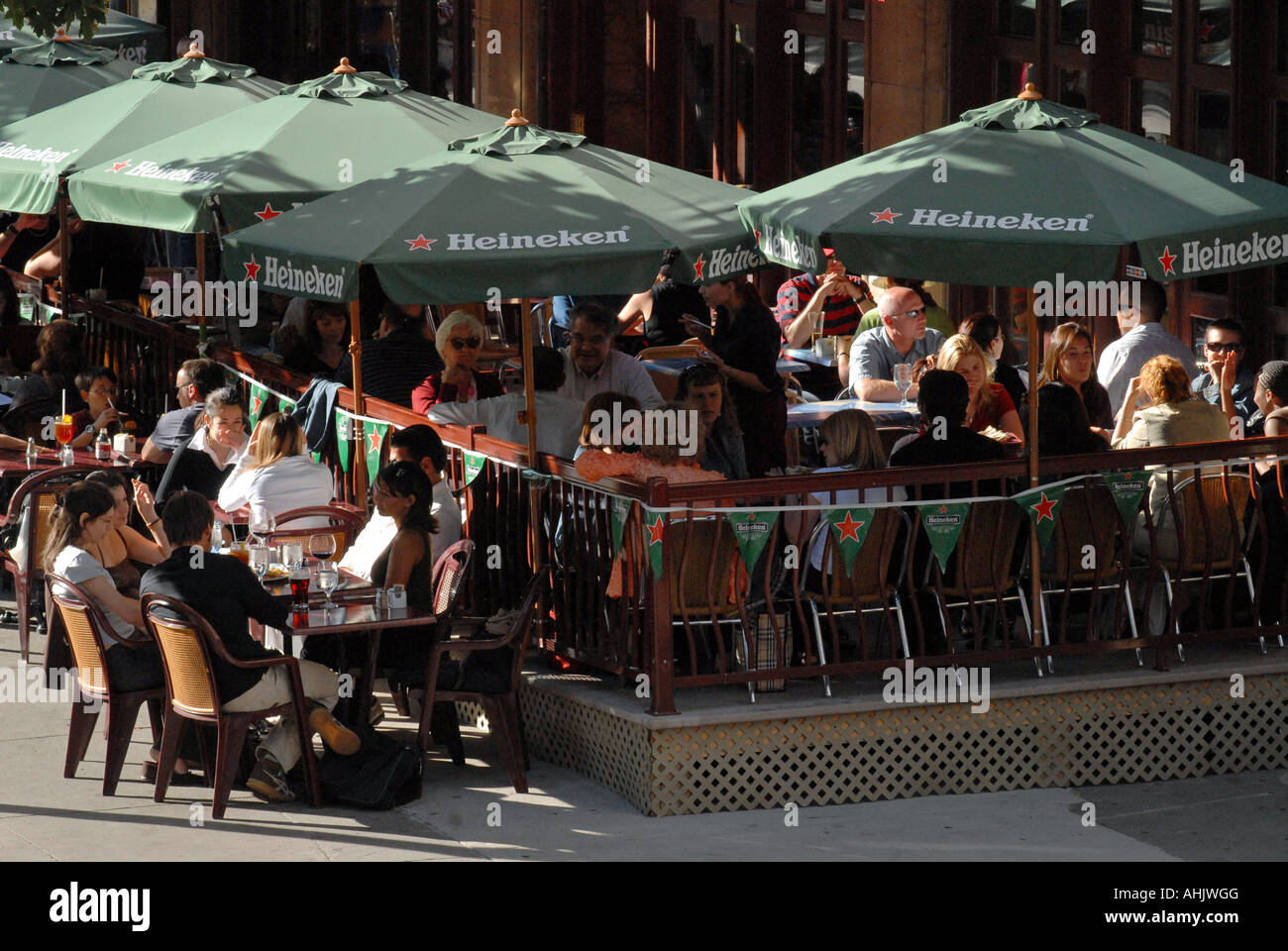 Terrace on McGill avenue downtown Montreal Quebec Canada Stock Photo