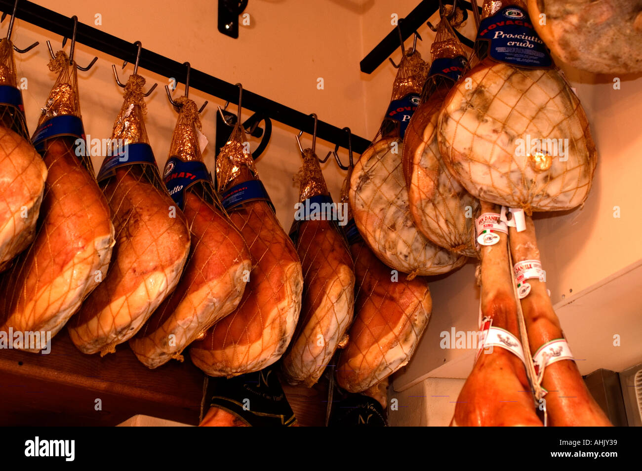 Tuscany Italy Italian cured Ham Parma Butcher shop Stock Photo Alamy