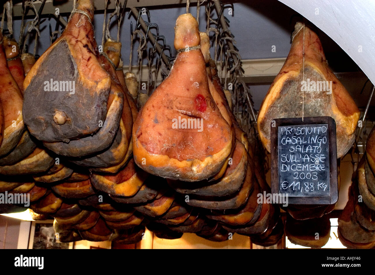 Tuscany Italy Italian cured Ham Parma Butcher shop Stock Photo Alamy
