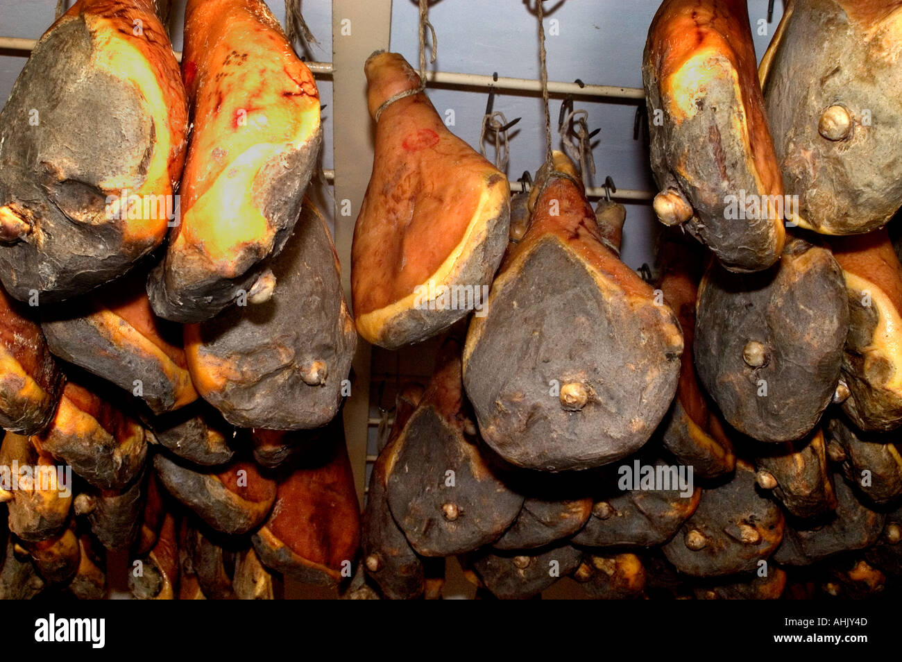 Tuscany Italy Italian cured Ham Parma Butcher shop Stock Photo Alamy