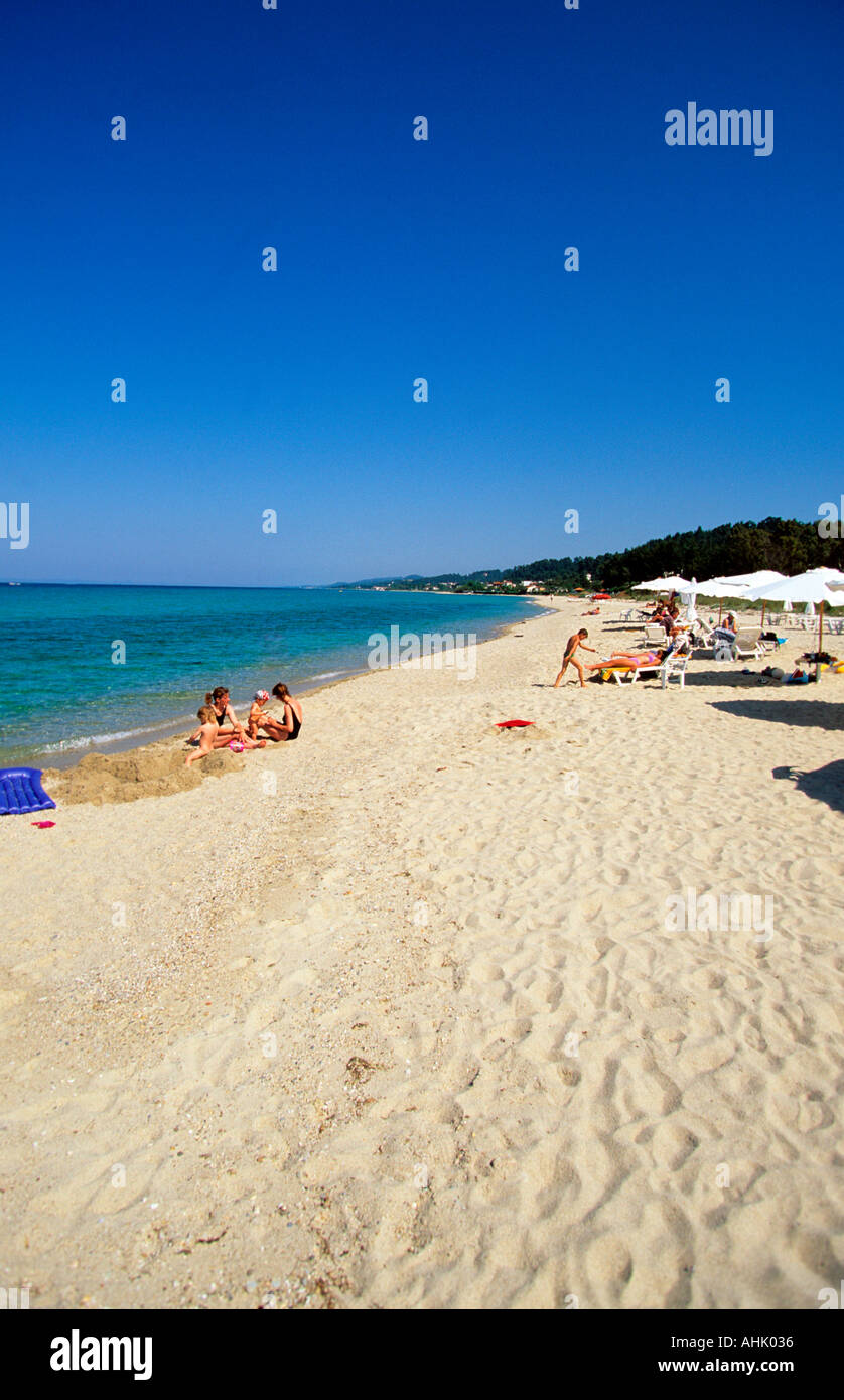 northern greece halkidiki kassandra the beach at hanioti Stock Photo