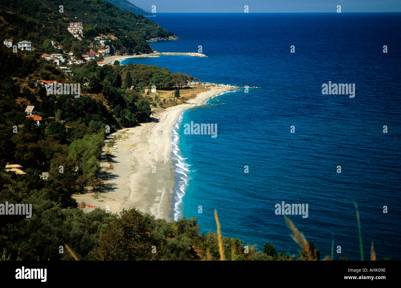 central greece thessaly pelion pilion a view of agios ioannis beach and  damouchari bay in distance Stock Photo - Alamy