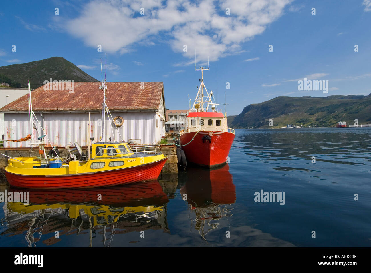 Fishing Boats Maloy Vagsoy Commune Norway Stock Photo