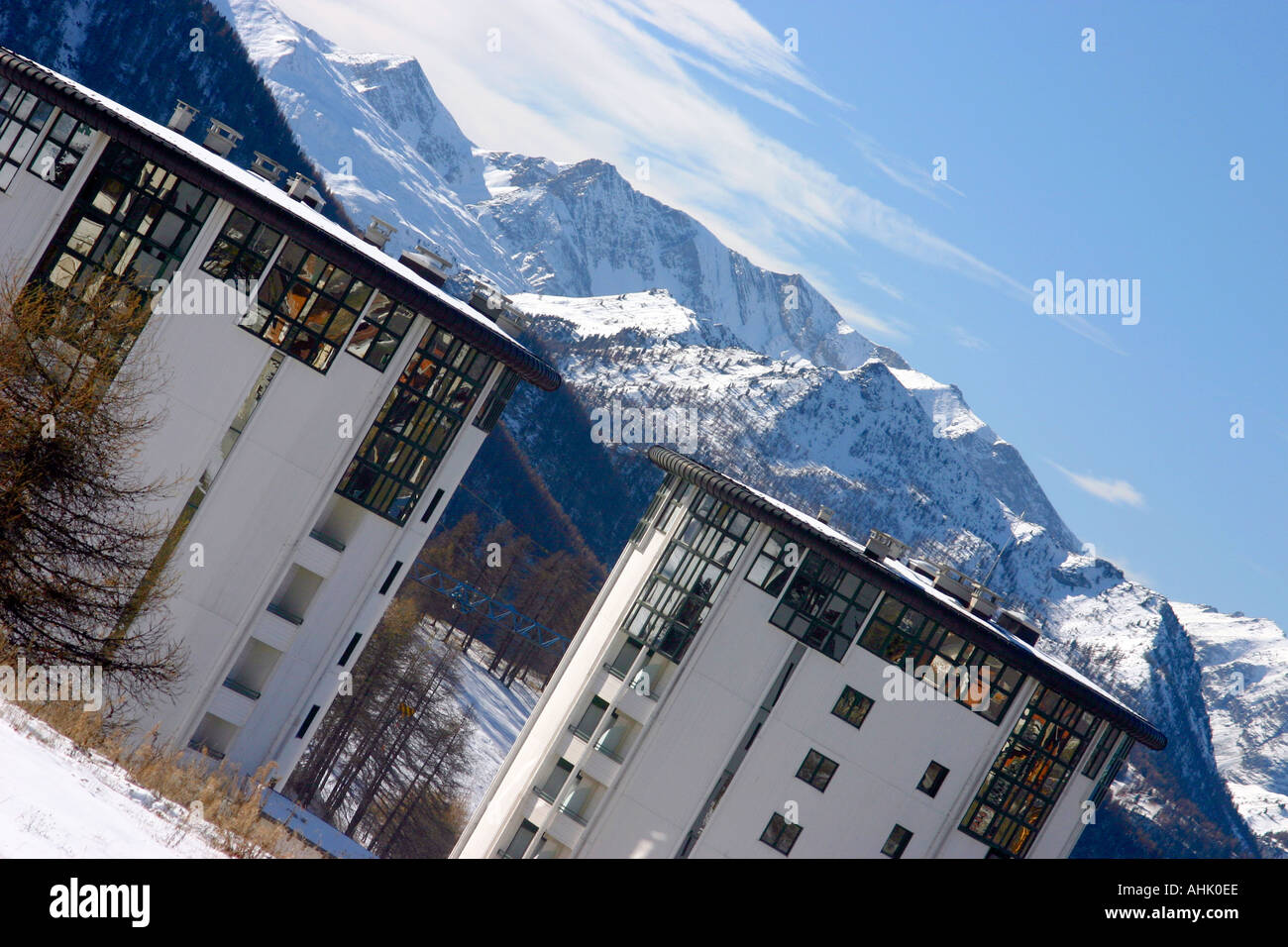 angle view Olympic Village athelete at Sestriere ski