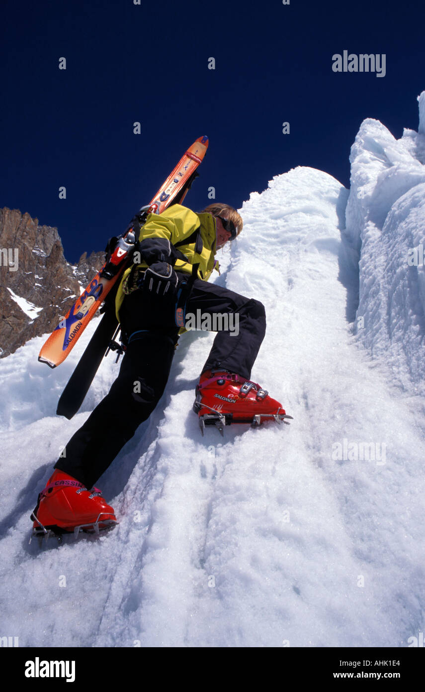 Vaila Macdonald ski touring in Chamonix France Stock Photo