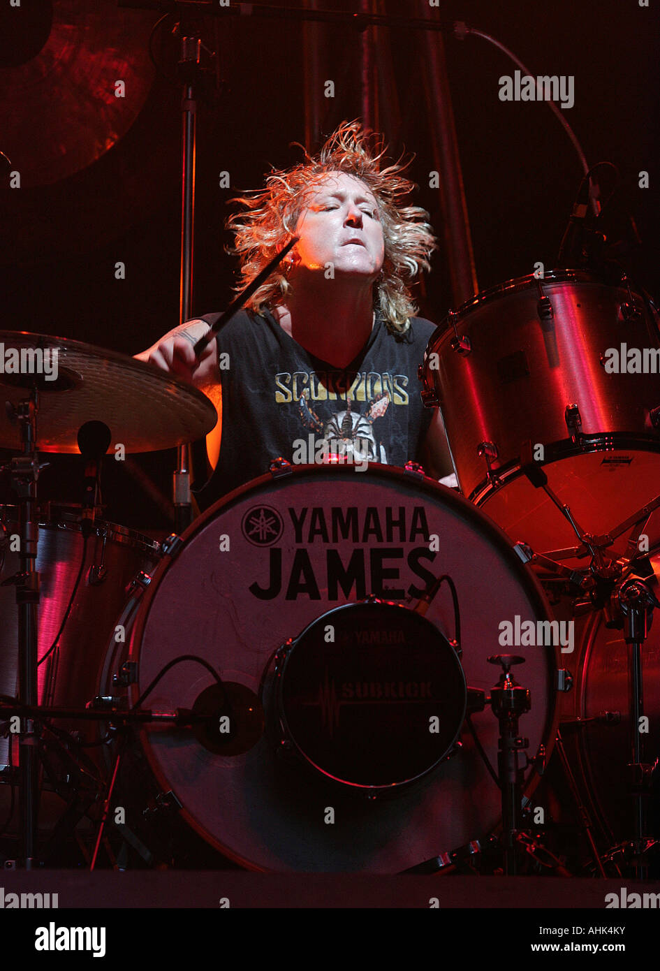 THE SCORPIONS  German rock group drummer James Kottak in 2004 Stock Photo