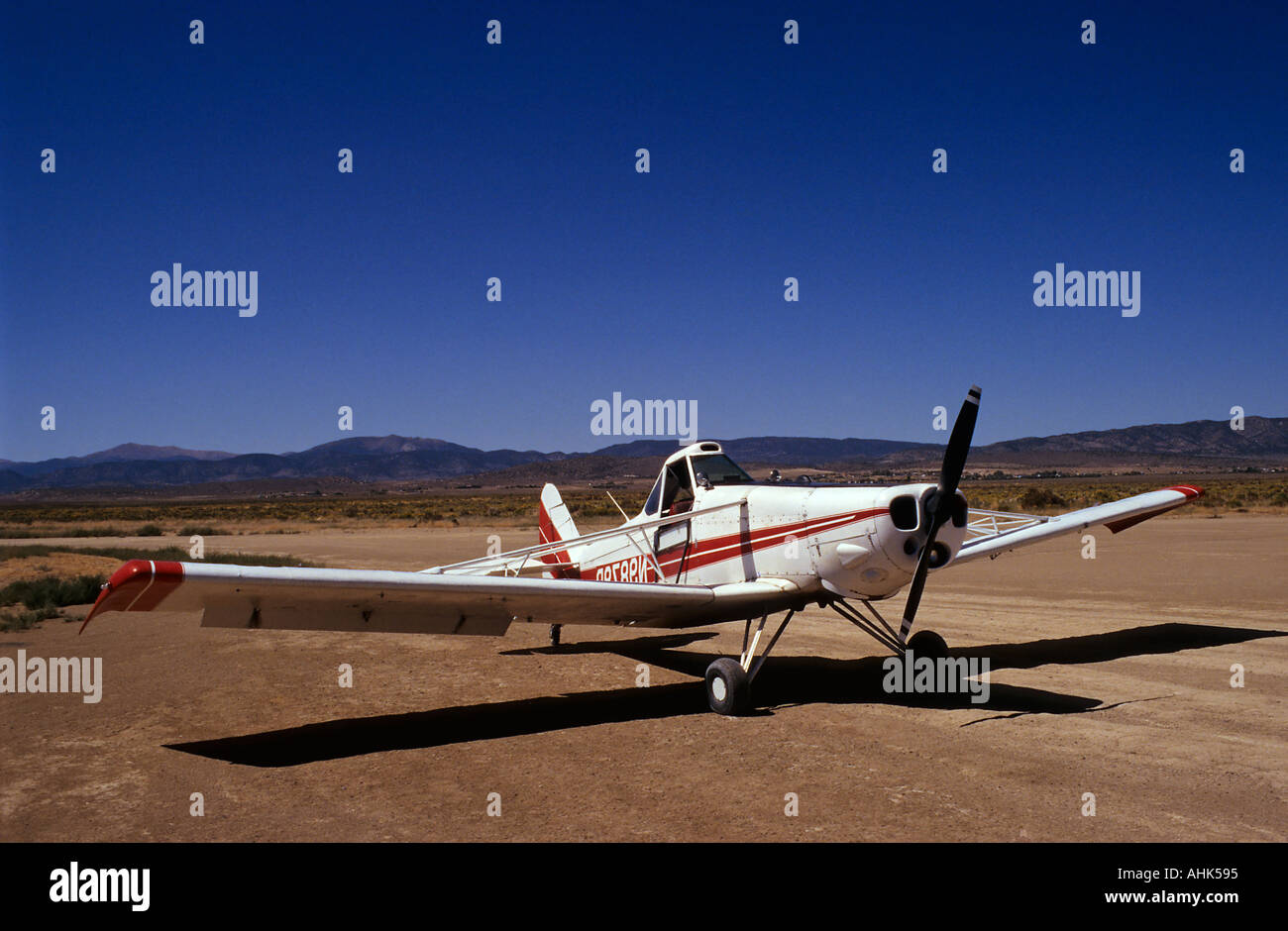 Piper Pawnee used as tow plane for gliders Minden Tahoe Airport Stock