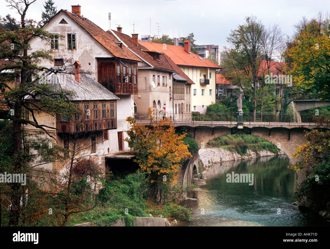Skofja Loka and Stone Bridge or Capuchin s Bridge Stock Photo - Alamy