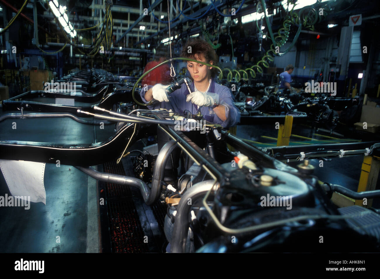 Canada Ontario MR Christine Biekx works on new car assembly line at