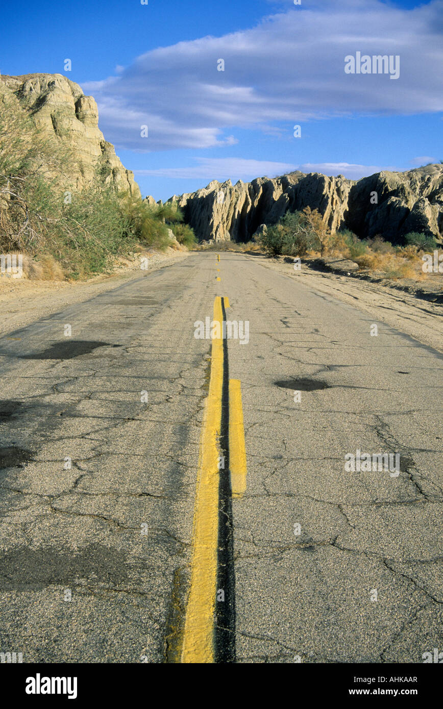 Road through Box Canyon in the Mecca Hills near the Salton Sea in