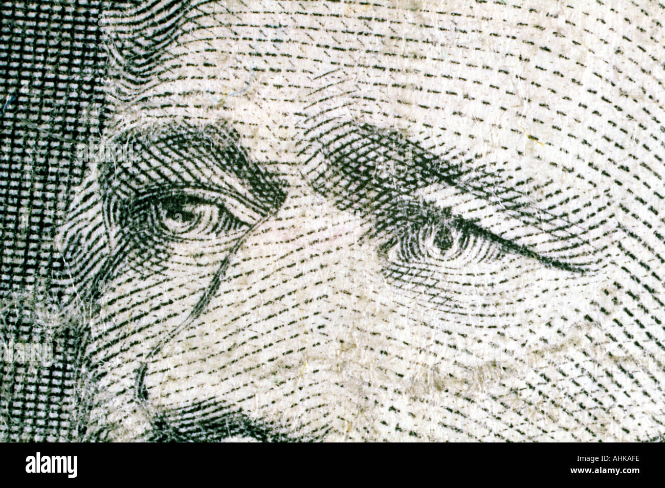 Alexander Hamilton close up on United States ten dollar bill Stock Photo