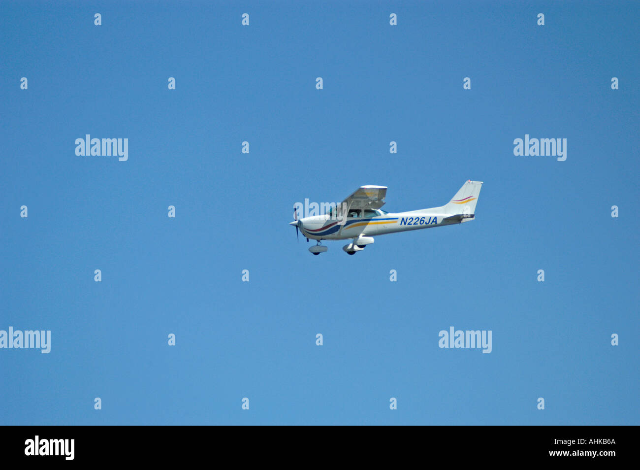 Airplane in the air 172 Cessna Skyhawk Stock Photo