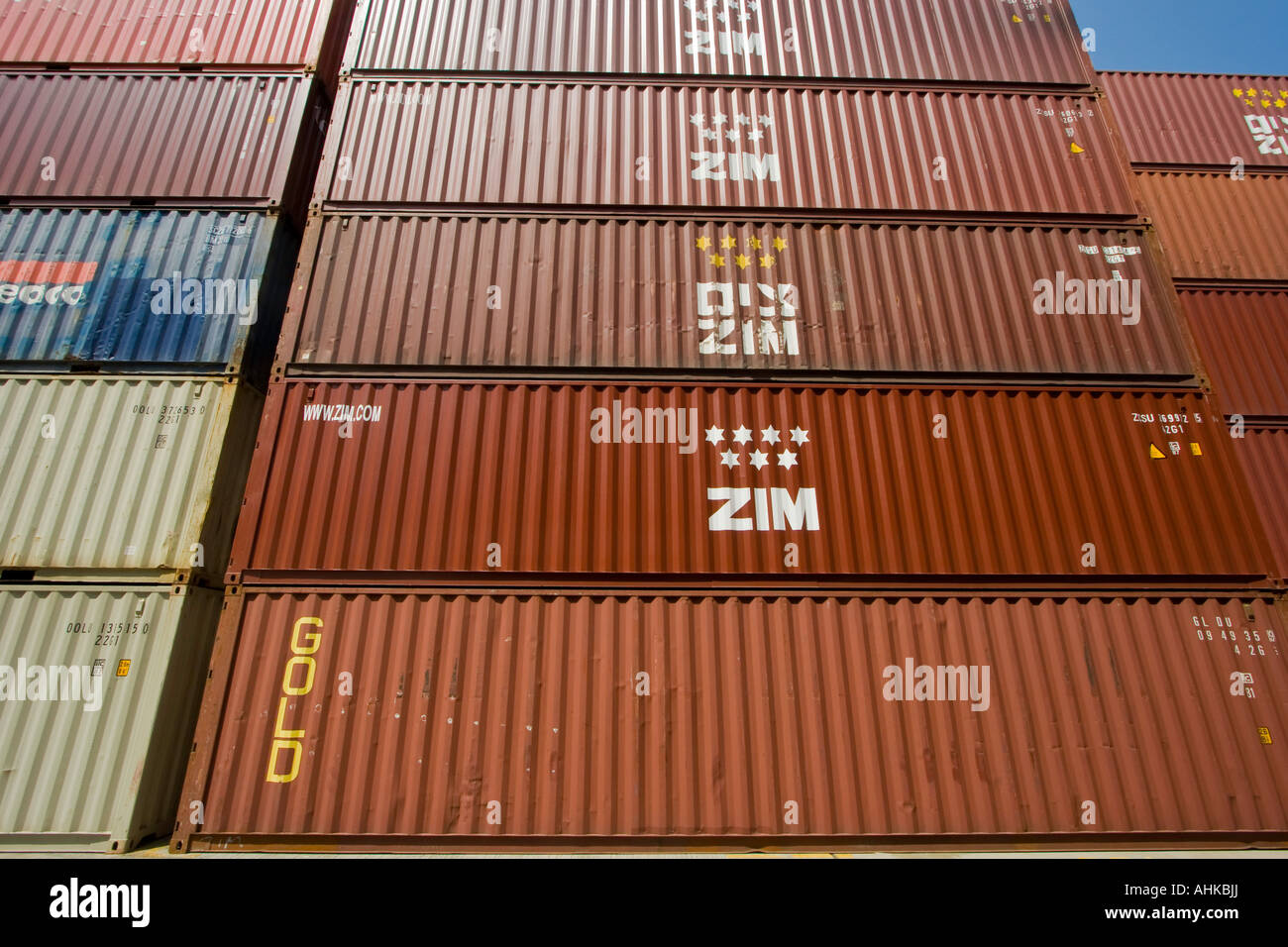 Zim Shipping Containers Modern Terminals Hong Kong Docks Stock Photo