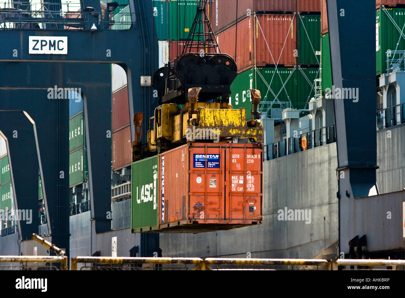 Loading Ship Shipping Containers Modern Terminals Hong Kong Docks Stock Photo