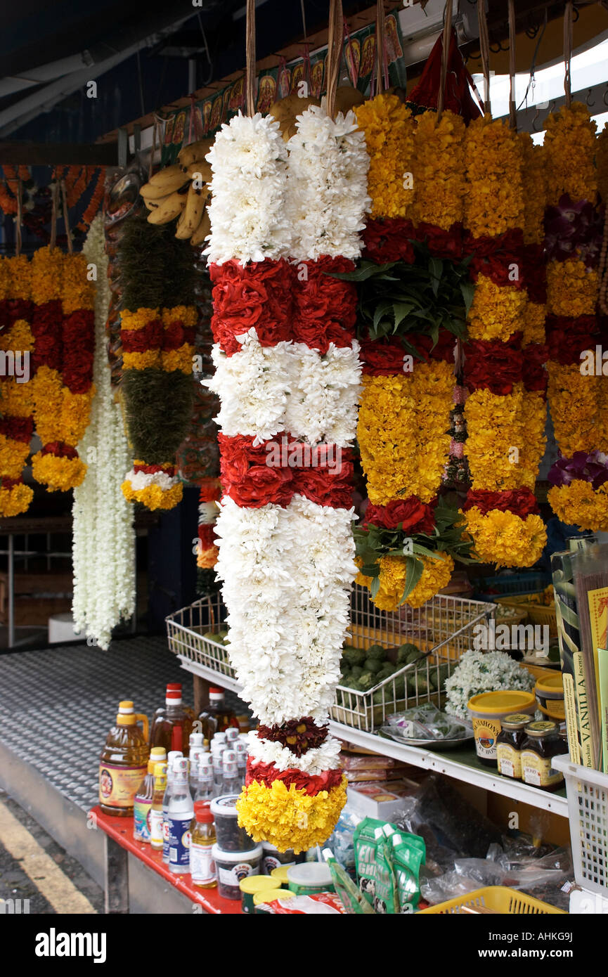 Indian flower garland stall in Little India, Singapore Stock Photo ...