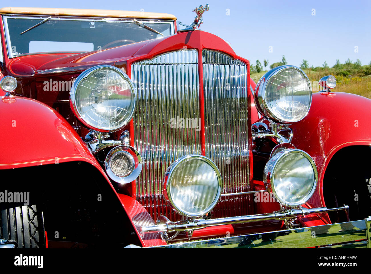 Red Vintage Car Stock Photo