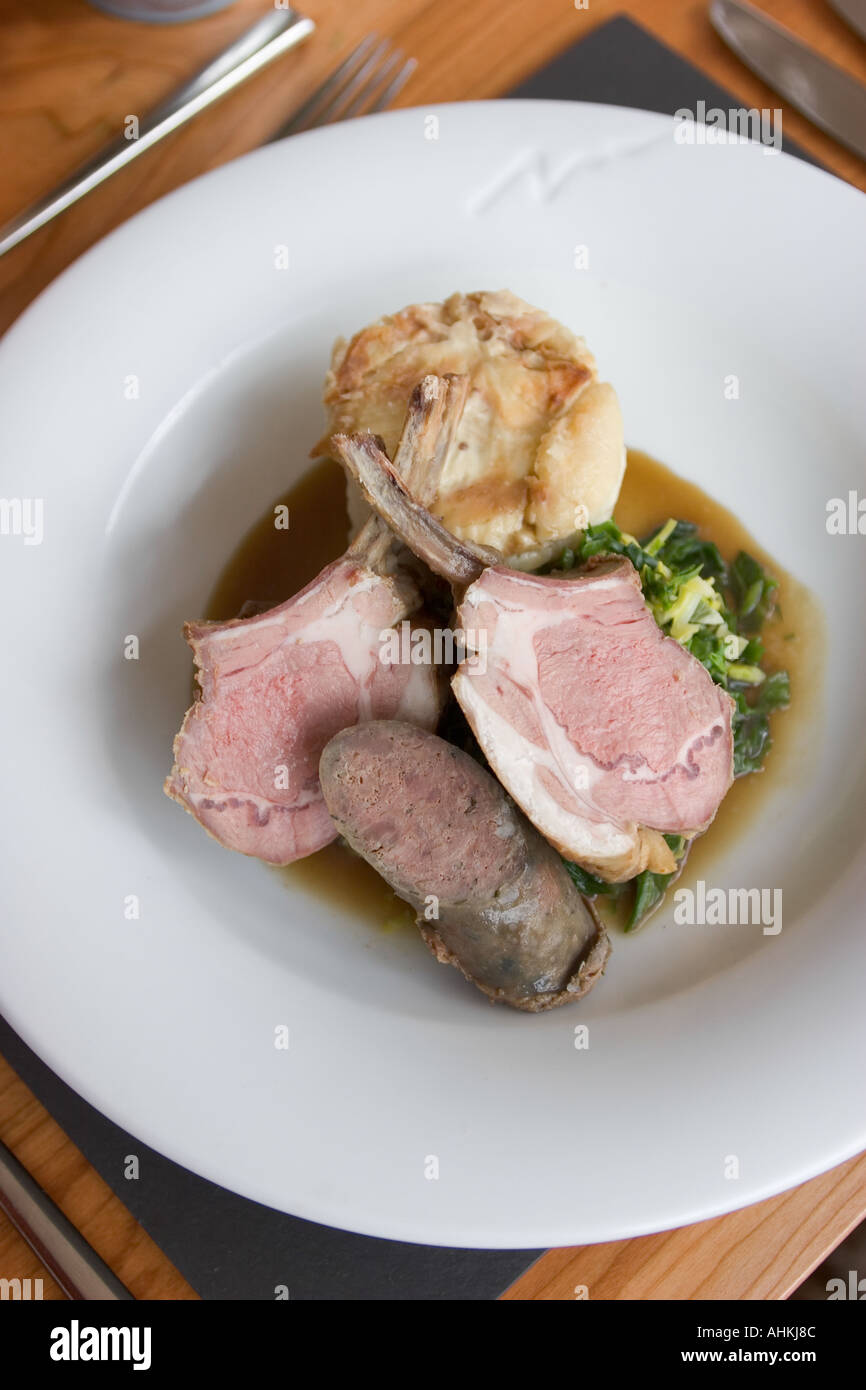 Best End of Brecon Lamb with Sausage Spring Greens and Cream