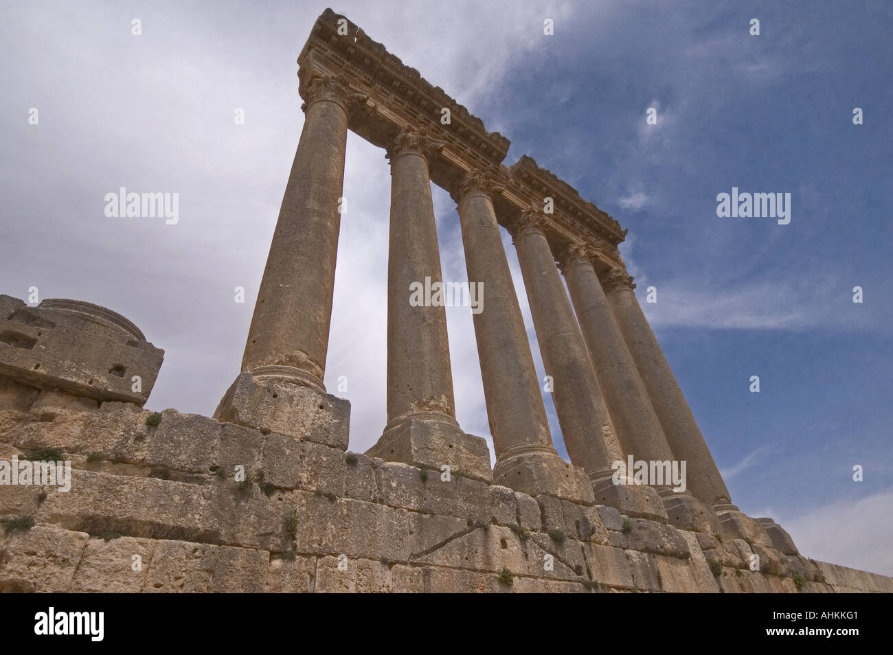 Lebanon Baalbek Temple Jupiter columns Stock Photo