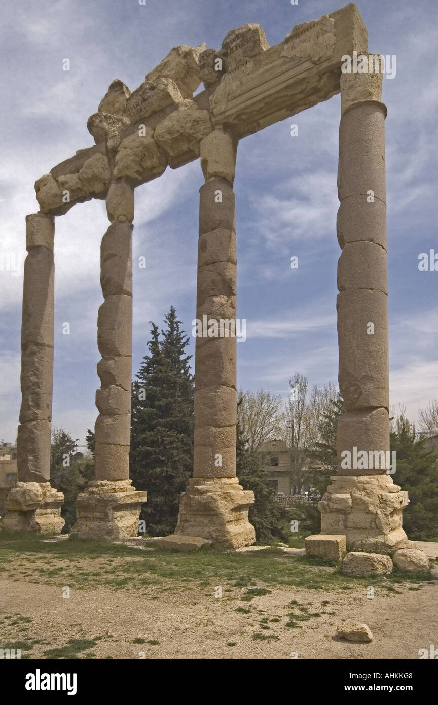 Lebanon Baalbek columns entrance Hexagonal Court Stock Photo