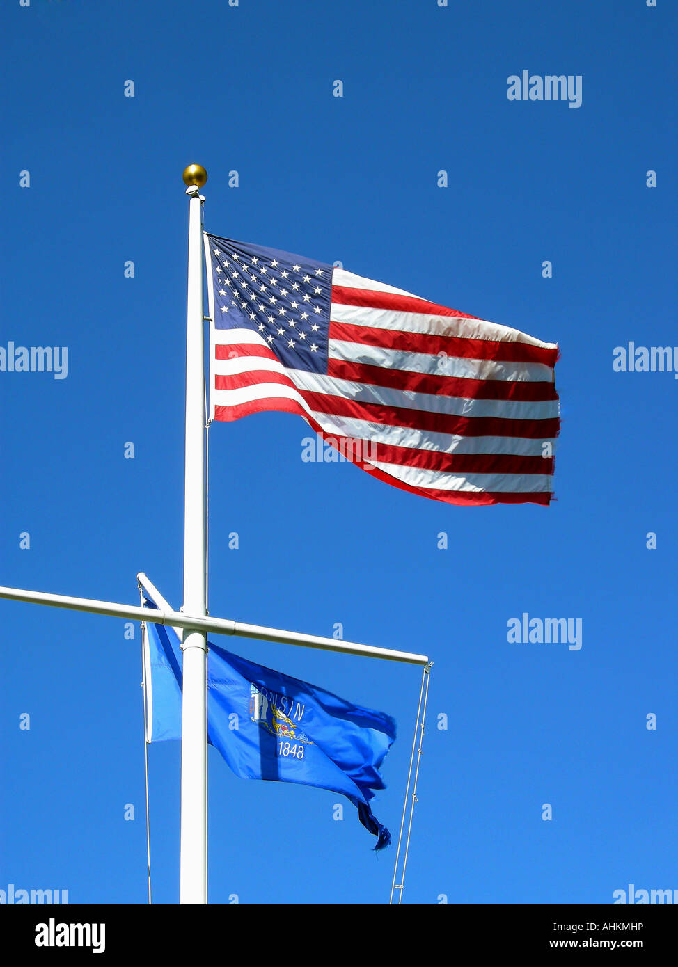 American Flag on Nautical Flagpole Stock Photo Alamy