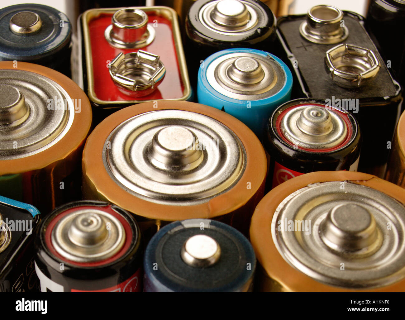 Assortment of batteries Stock Photo