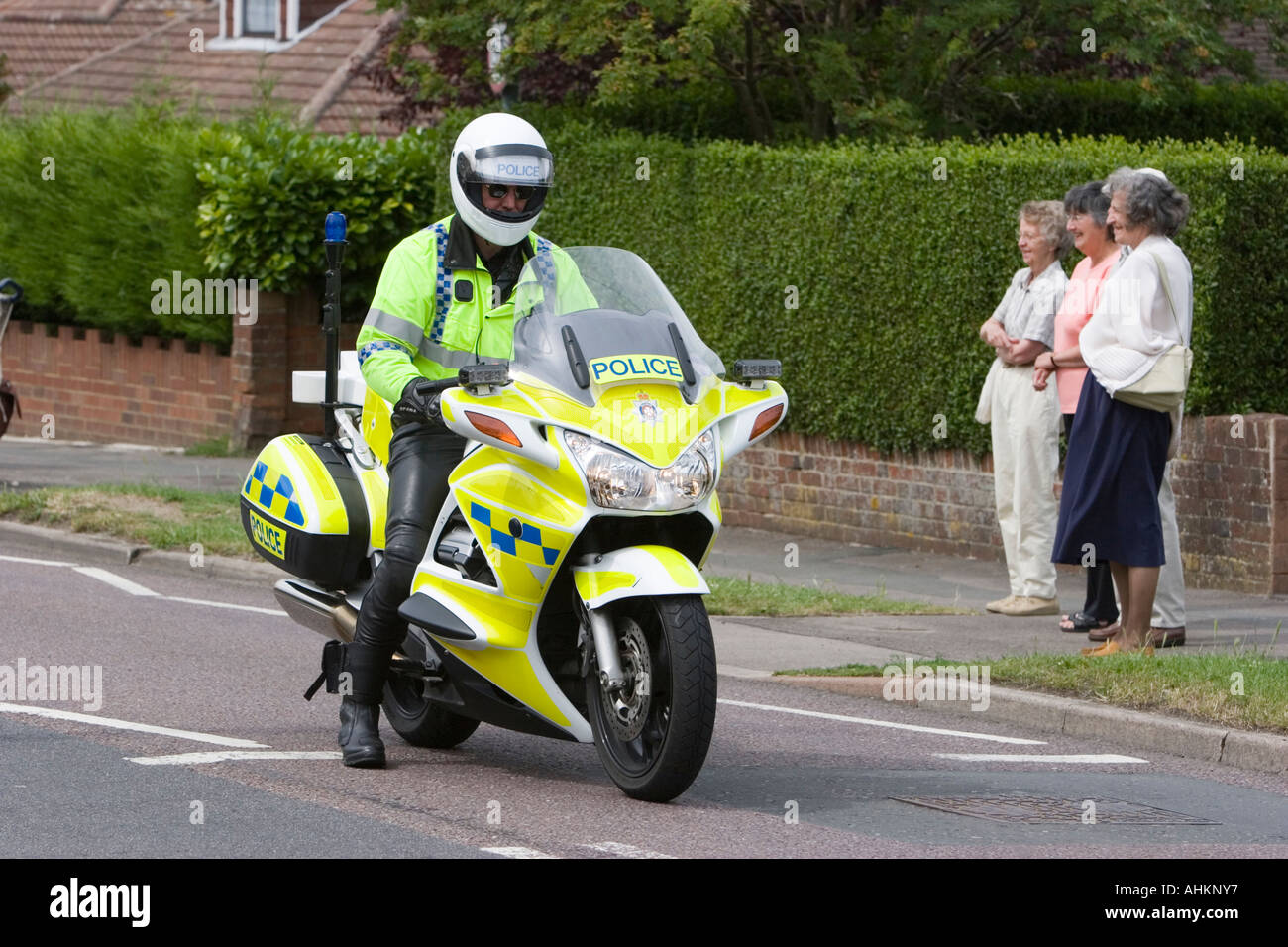 Police patrol motorcyclist Stock Photo