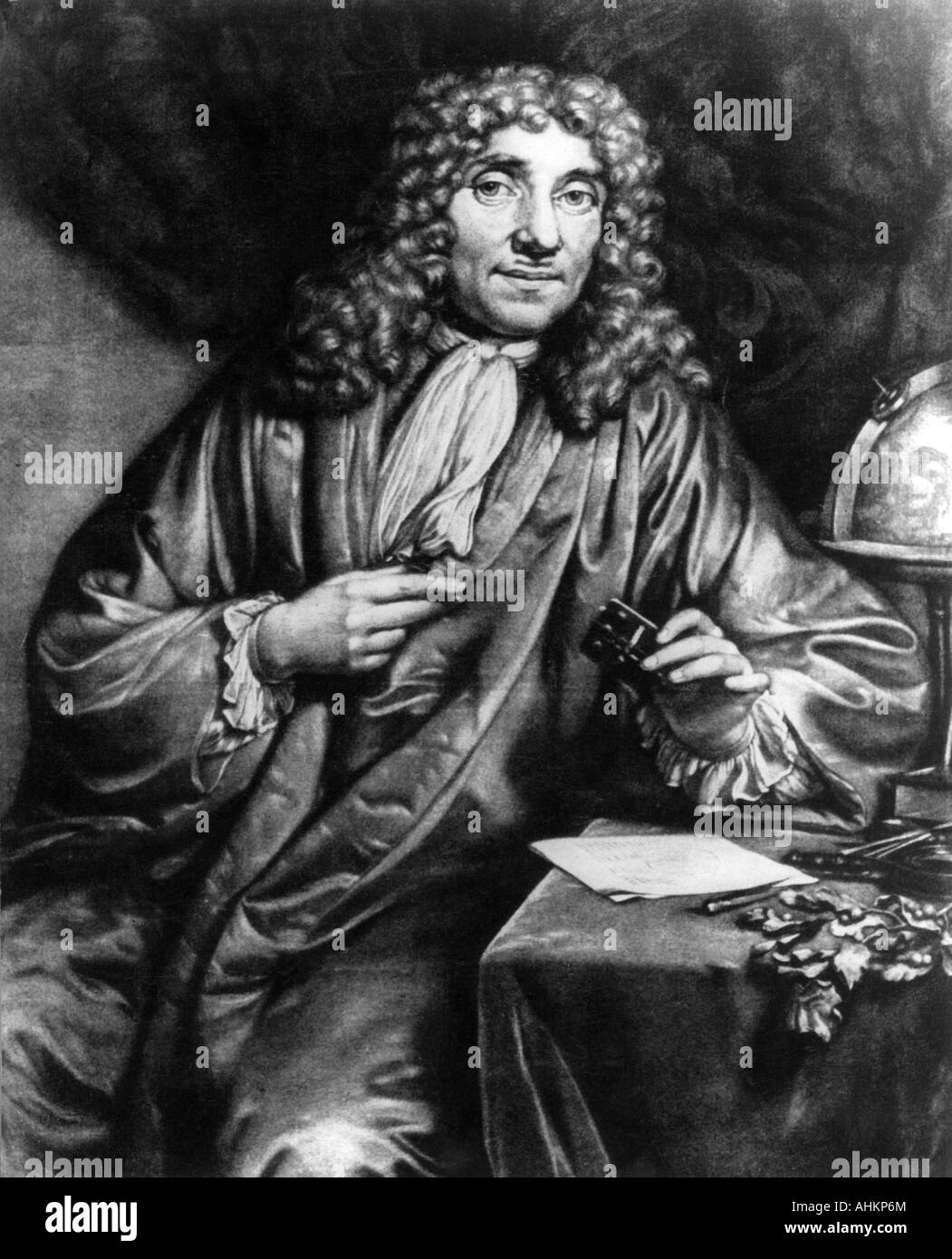 Leeuwenhoek, Antonie van, 24.10.1632 - 27.8.1723, Dutch scientist, half length, after painting by Jan Verkolje (1650-1693), 1686, Stock Photo