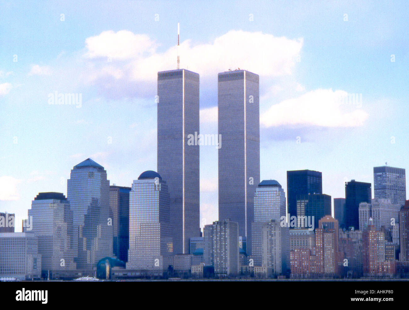 World Trade Center Twin Towers which no longer exist in New York City N Y USA Stock Photo