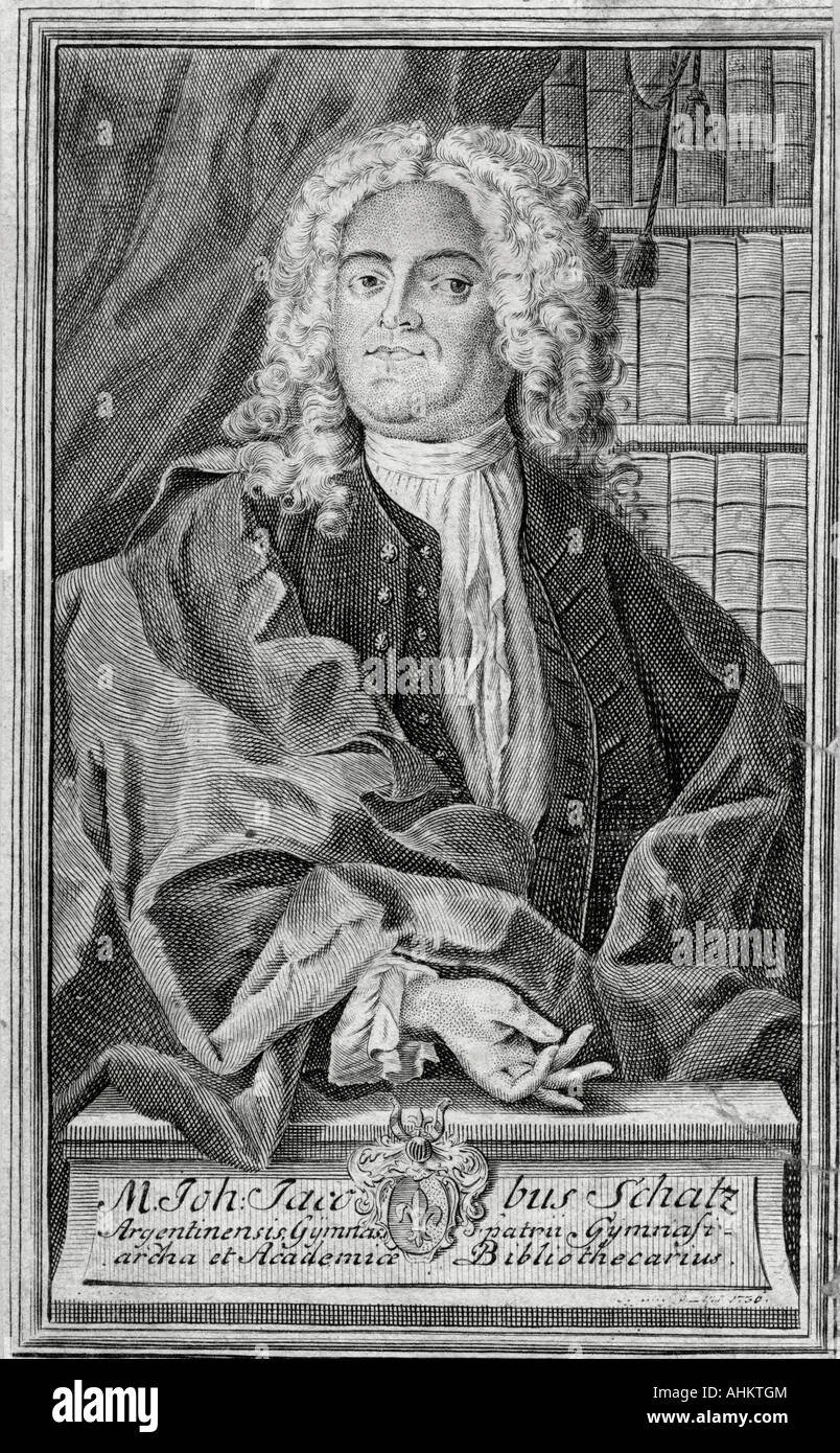 Schatz, Johann Jakob, 1691 - 1760, German scientist and publisher, half length, engraving, 1730, Artist's Copyright has not to be cleared Stock Photo